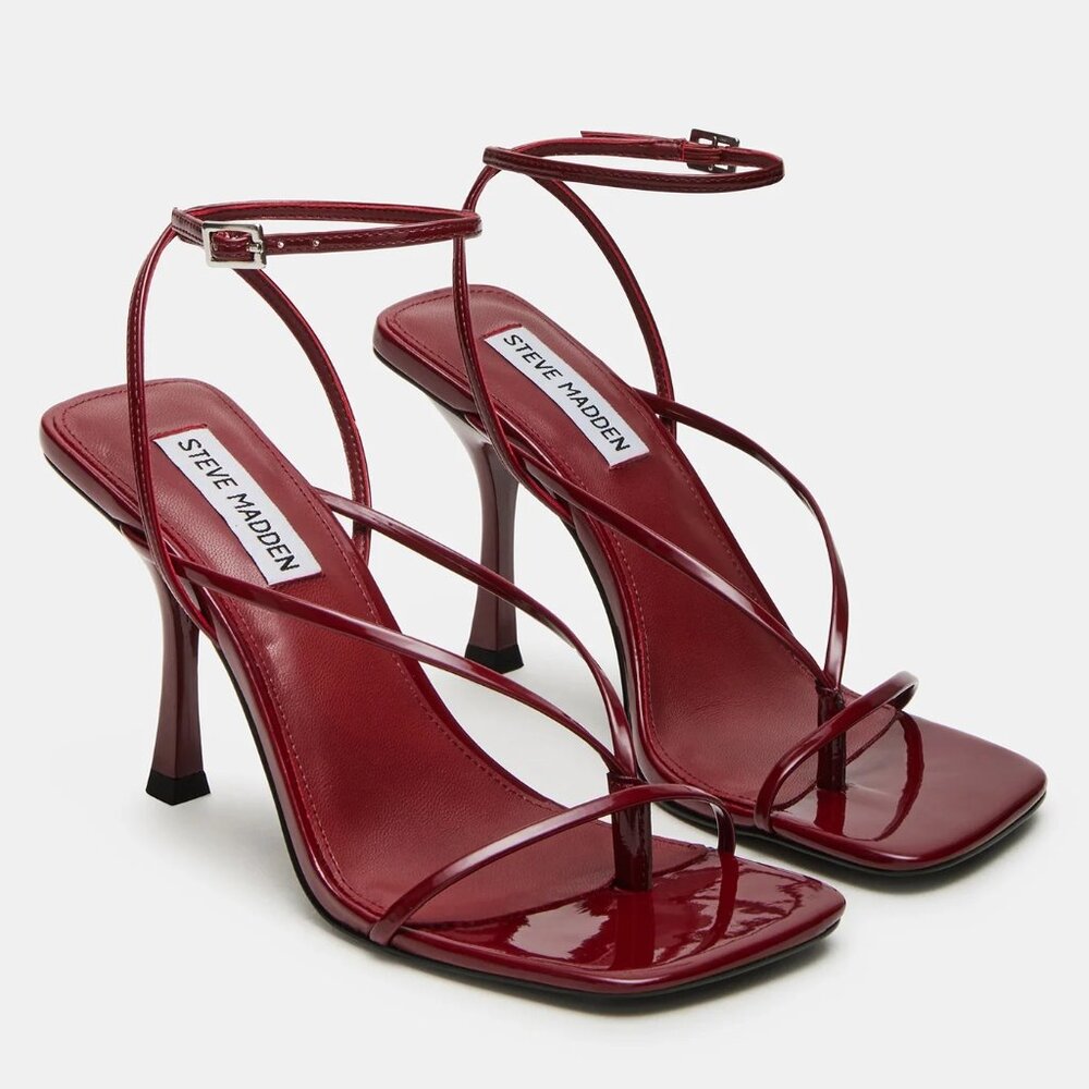 Steve Madden Annie Wine Patent Strappy Heels Size 8